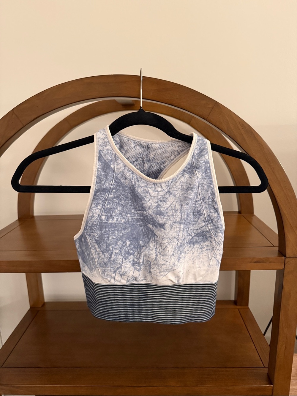 lululemon athletica Blue Tie-Dye Crop Sports Bra with Striped Band